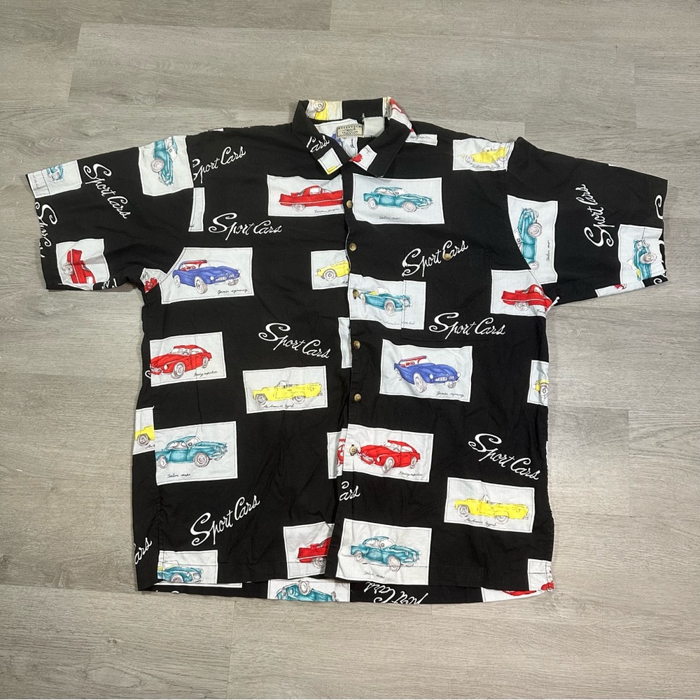 vintage weekender traveler Classic Sport Cars Shirt Size XL Pocket AOP‎ HAWAIIAN